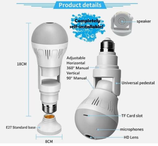 360° Rotating CCTV Bulb Camera – Smart Wireless Home Security - Image 4
